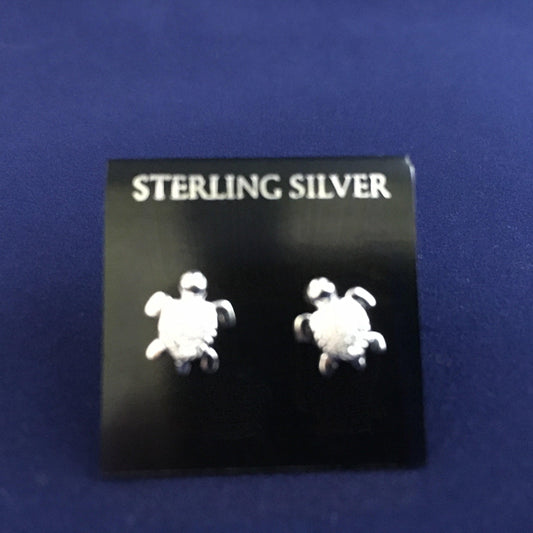 STERLING SILVER TURTLE -HONU STUD EARINGS - Crystals & Gems Gallery 