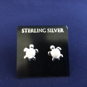STERLING SILVER TURTLE -HONU STUD EARINGS - Crystals & Gems Gallery 